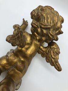 Antique carved wooden and gilded angel 