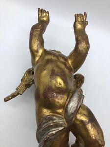 Antique carved wooden and gilded angel 