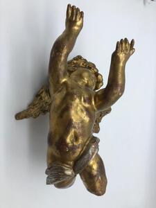 Antique carved wooden and gilded angel 