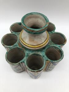 Islamic tin glazed pottery inkwell 