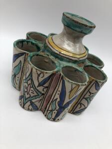 Islamic tin glazed pottery inkwell 