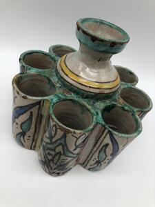 Islamic tin glazed pottery inkwell 