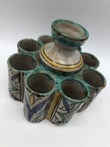 Islamic tin glazed pottery inkwell 