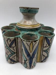 Islamic tin glazed pottery inkwell 