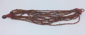 Antique Nagaland coral glass tube bead necklace 