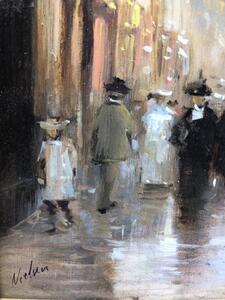 Impressionistic oil painting city street view