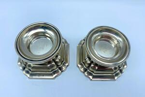 Antique pair of silver salt cellars marked 