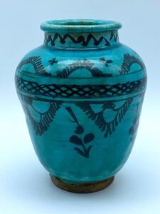 Islamic Persian Safavid ceramic turquoise vase 