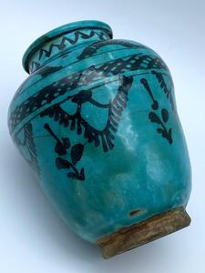 Islamic Persian Safavid ceramic turquoise vase 