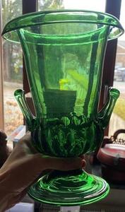 Antique green glass urn 