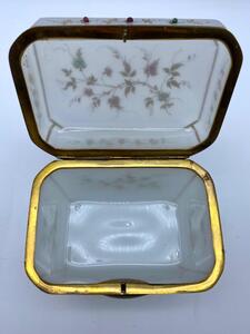 Antique opaline glass box with stones 