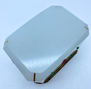 Antique opaline glass box with stones 