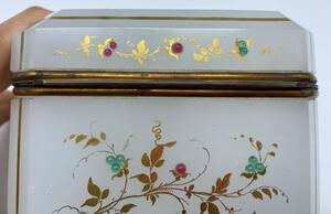 Antique opaline glass box with stones 