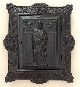 Antique Bog Oak carved frame tabernacle door 