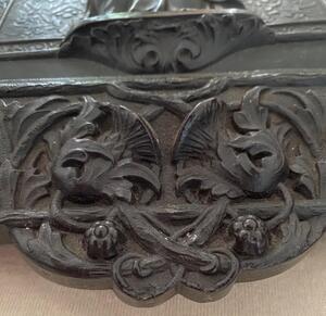 Antique Bog Oak carved frame tabernacle door 