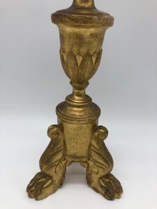 XVIII French wood gilded church candlestick on clawfeet 