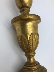 XVIII French wood gilded church candlestick on clawfeet 