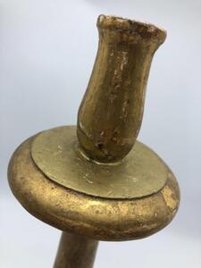 XVIII French wood gilded church candlestick on clawfeet 