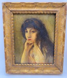 1915 Pair of oil painting portraits of women by Ernest de Vleeschouwer 