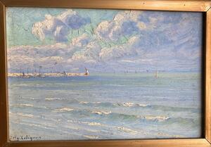 Eugène Colignon oil painting of a seaside 