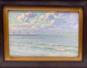 Eugène Colignon oil painting of a seaside 