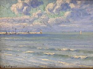 Eugène Colignon oil painting of a seaside 