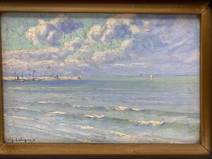 Eugène Colignon oil painting of a seaside 