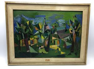 Cubist landscape oil painting 