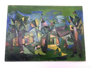 Cubist landscape oil painting 