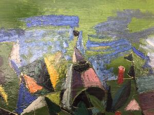 Cubist landscape oil painting 