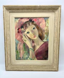 Jeanette Déséglise portrait oil painting of a young woman in pink 