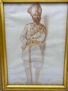 Maurice Millière Sikh army man drawing on paper 