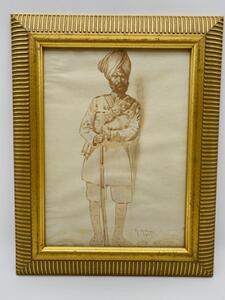 Maurice Millière Sikh army man drawing on paper 