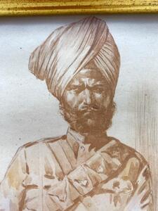 Maurice Millière Sikh army man drawing on paper 