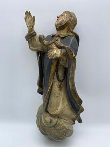 Antique religious wooden statue Lady in Blue 