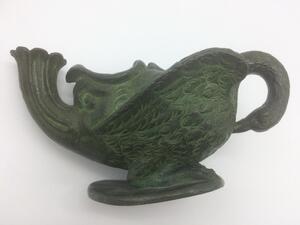 Grand Tour style grotesque bronze oil lamp 