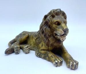 Antique plomb de Nuremberg polychrome lion 