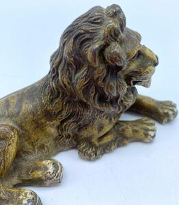 Antique plomb de Nuremberg polychrome lion 