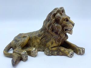 Antique plomb de Nuremberg polychrome lion 