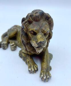 Antique plomb de Nuremberg polychrome lion 