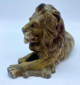 Antique plomb de Nuremberg polychrome lion 