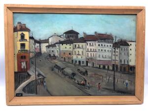 Louis Chapuy city view oil painting on board 