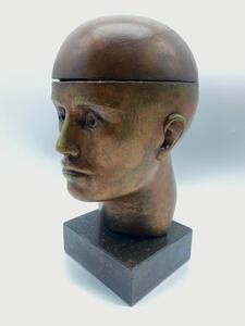 Artwork male bust / box on marble foot by sculptor Jean Marie 