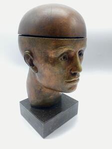 Artwork male bust / box on marble foot by sculptor Jean Marie 