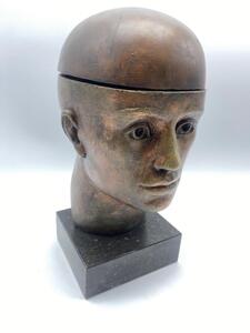 Artwork male bust / box on marble foot by sculptor Jean Marie 