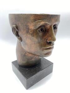 Artwork male bust / box on marble foot by sculptor Jean Marie 