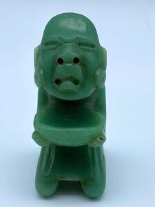 Pre-Columbian classic kneeling Tabasco Olmec jade figure 