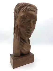 Rare wooden sculpture of a female Grecian head  