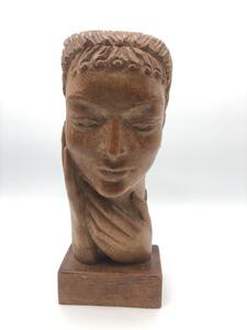 Rare wooden sculpture of a female Grecian head  