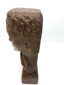 Rare wooden sculpture of a female Grecian head  